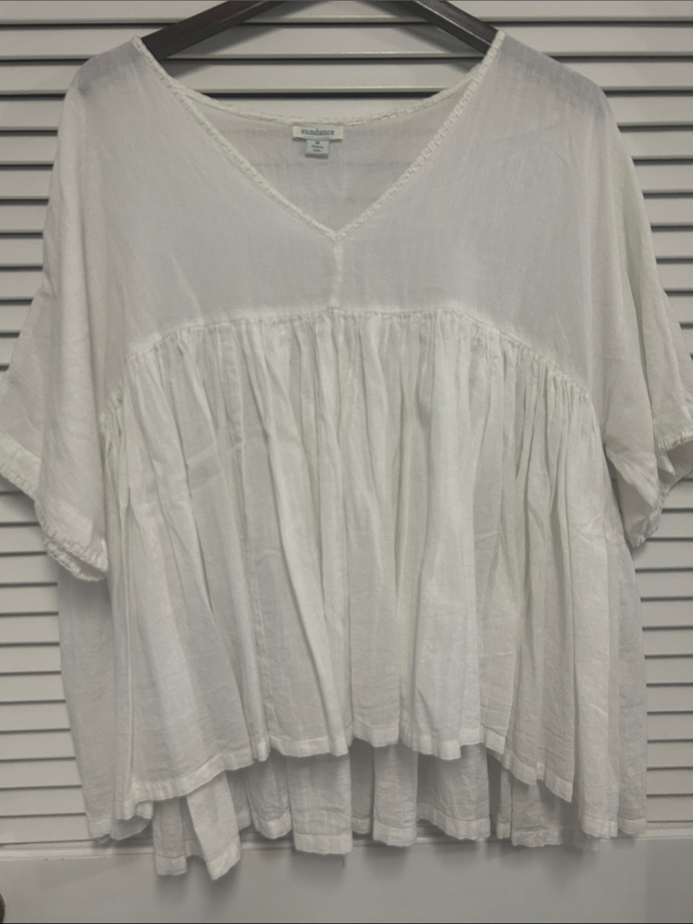 Sundance White V-Neck Gauze Flowy Top